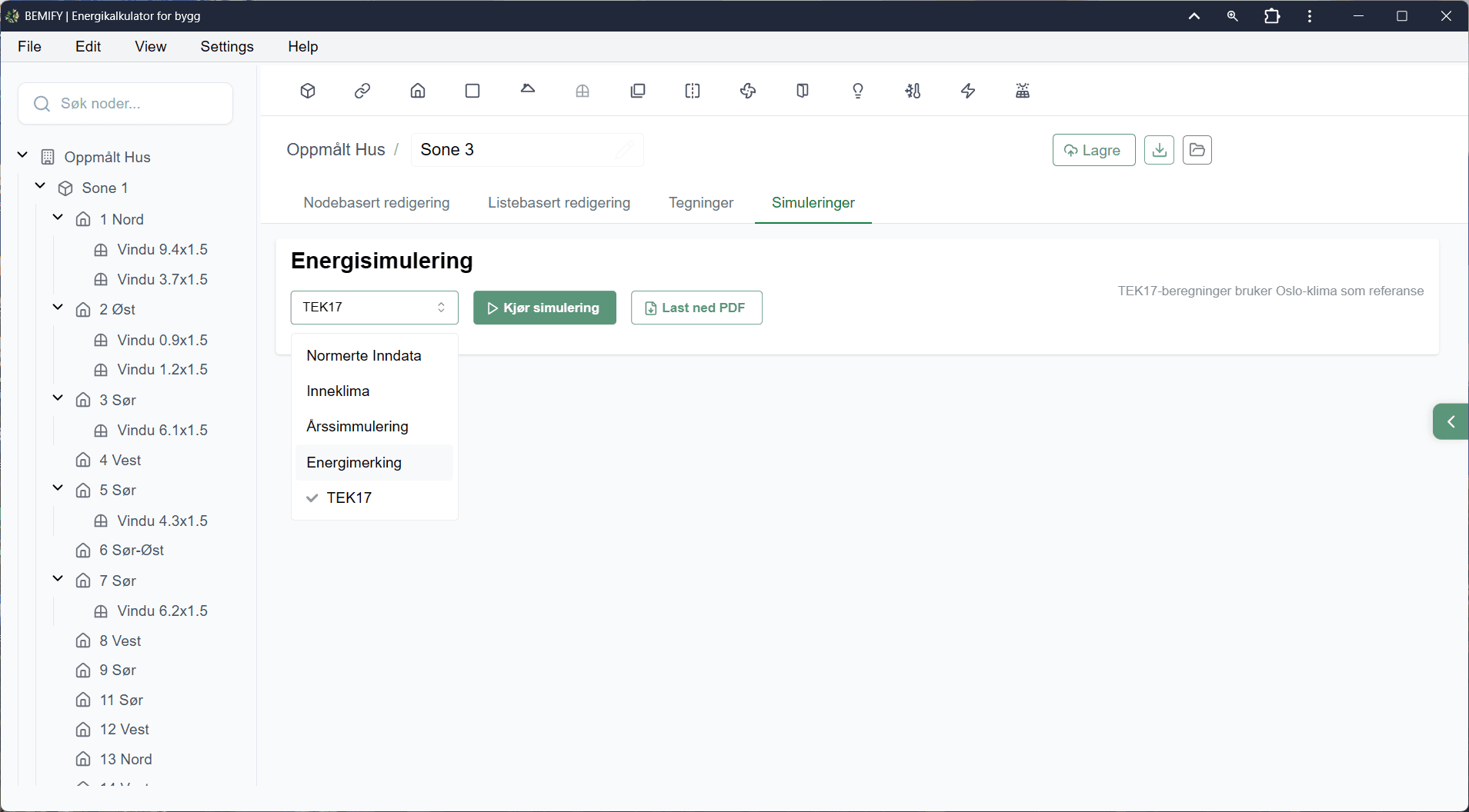 Velg beregningsform i BEMIFY